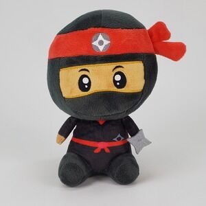 Ninja Plush Stuffed Toy Black Red 7 inch Weighted Base Shinobi Figure